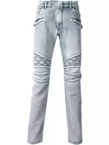 hommes balmain straight biker jeans hiphop pants grid